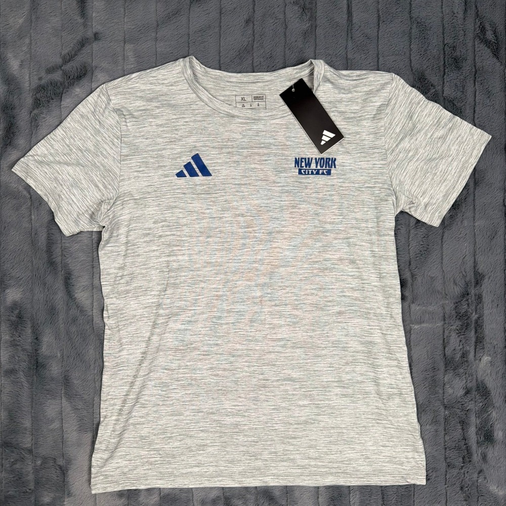 Adidas NYCFC New York City FC Kids XL Gray SS Pregame Training Shirt JN7255 NWT